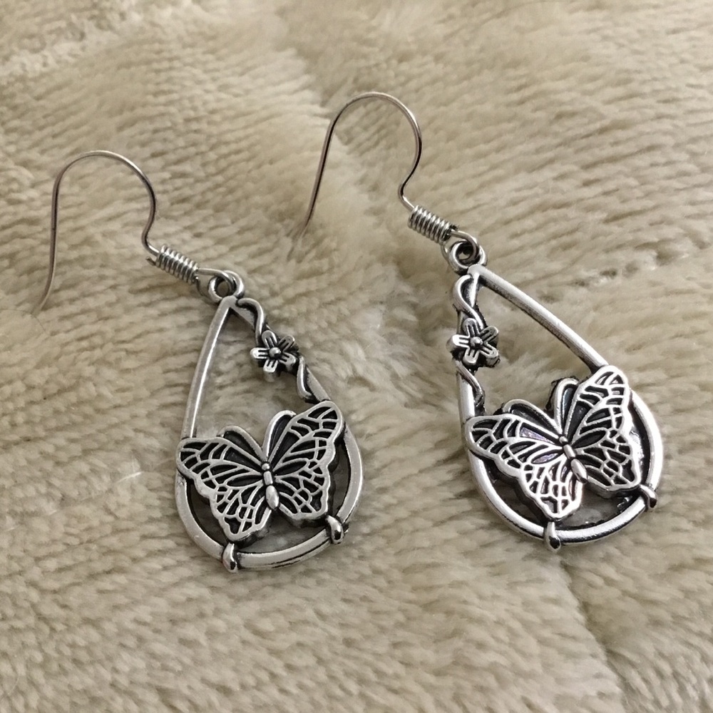 Silver Butterfly Earrings